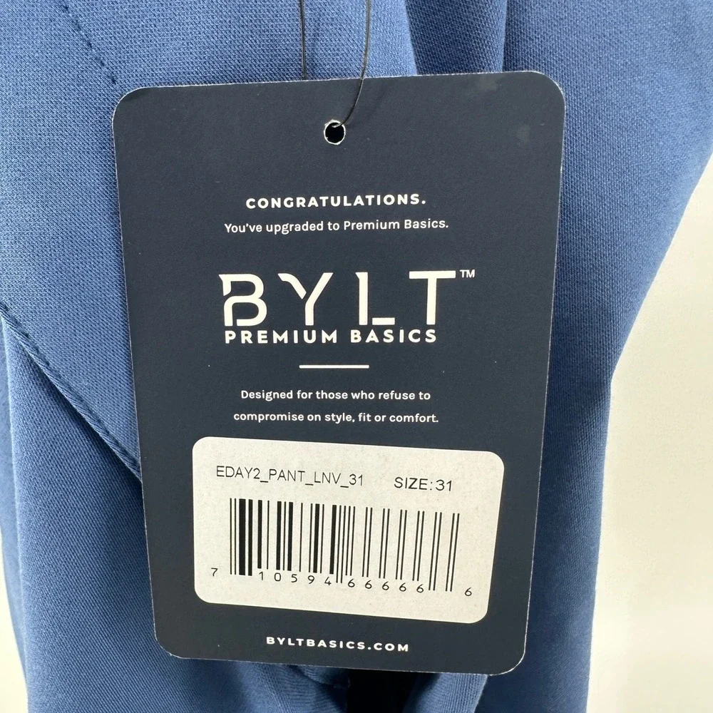 BYLT Everyday Pant 2.0 Men 31 Blue Slim Fit Modern Performance Trousers NWT